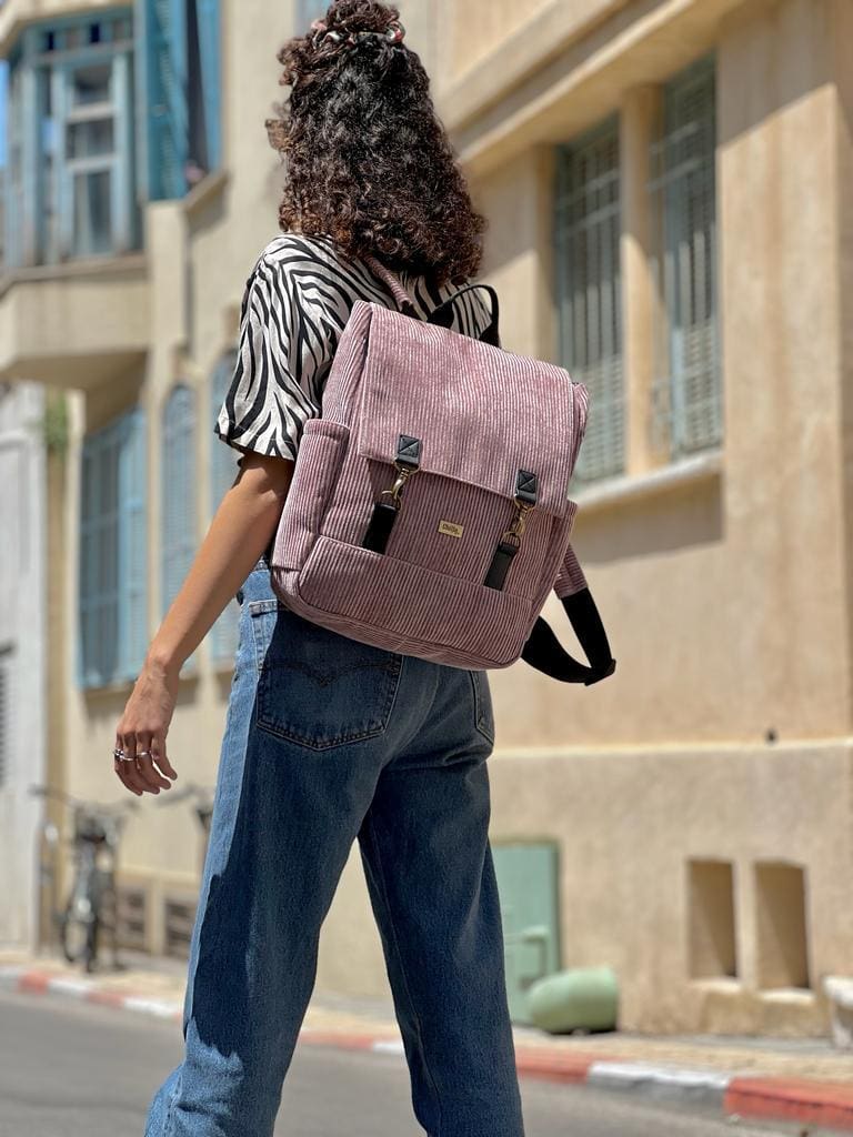 Antique Pink Corduroy Unicorn Backpack