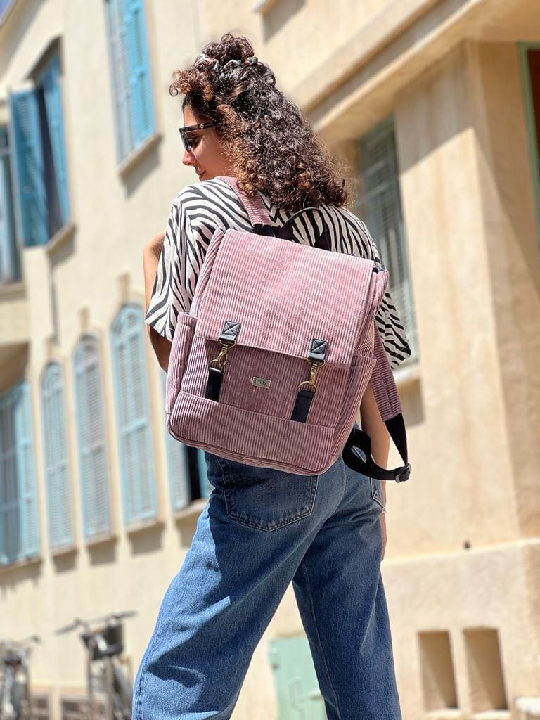 Antique Pink Corduroy Unicorn Backpack