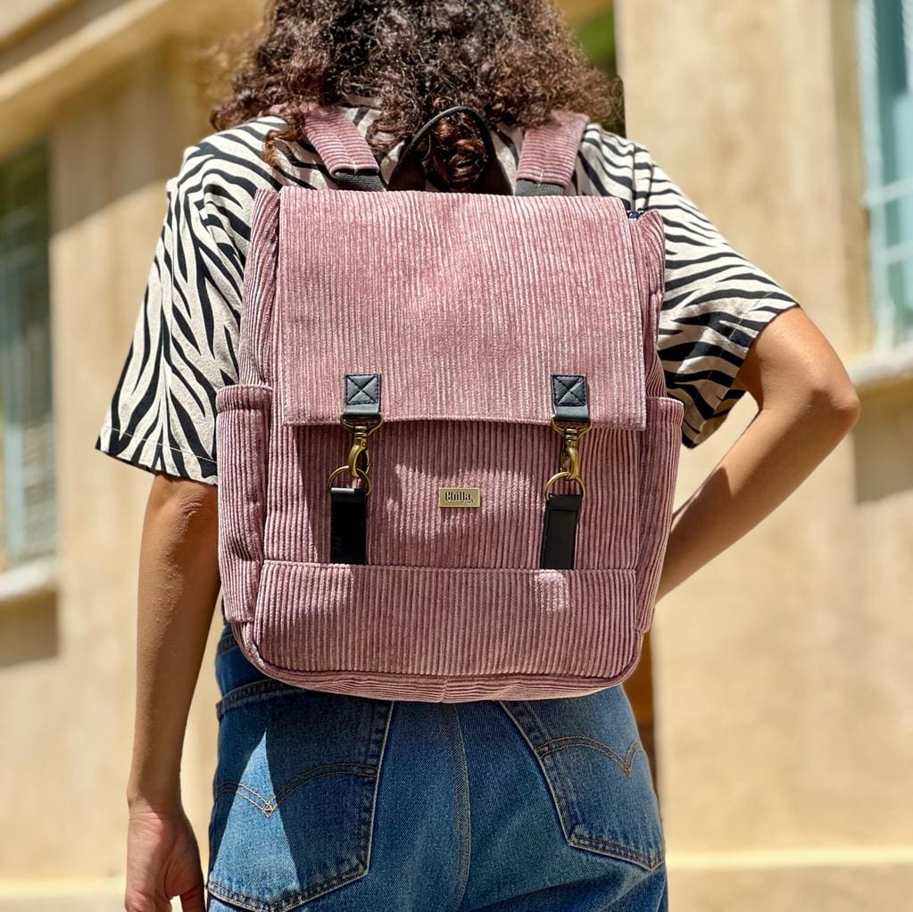 Antique Pink Corduroy Unicorn Backpack