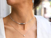 שרשרת צ'וקר 'Turquoise' כסף 925 ופנינים