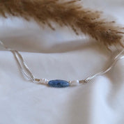 שרשרת צ'וקר 'Turquoise' כסף 925 ופנינים