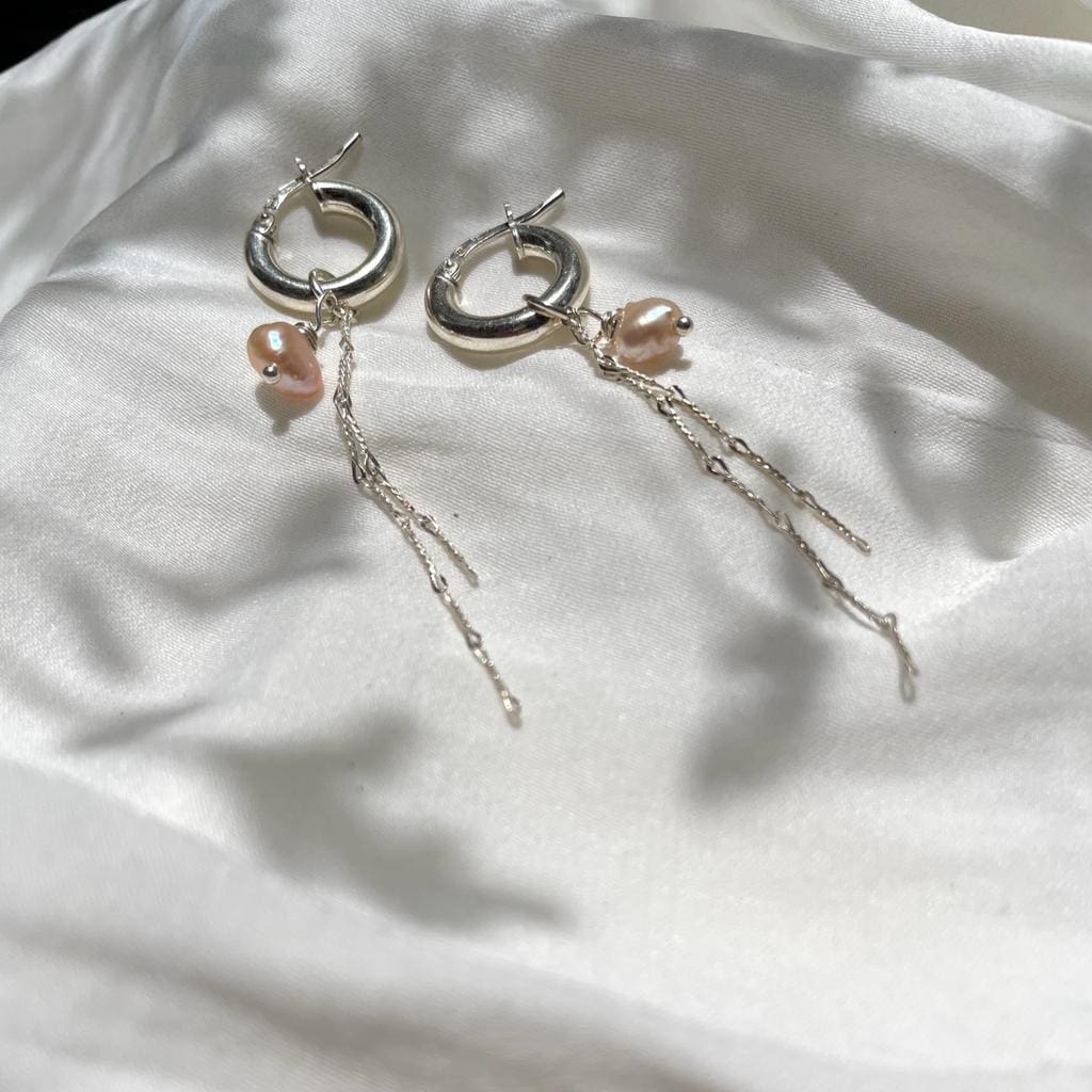 עגילי 'SHIRA' פנינה שמפנייה כסף 925