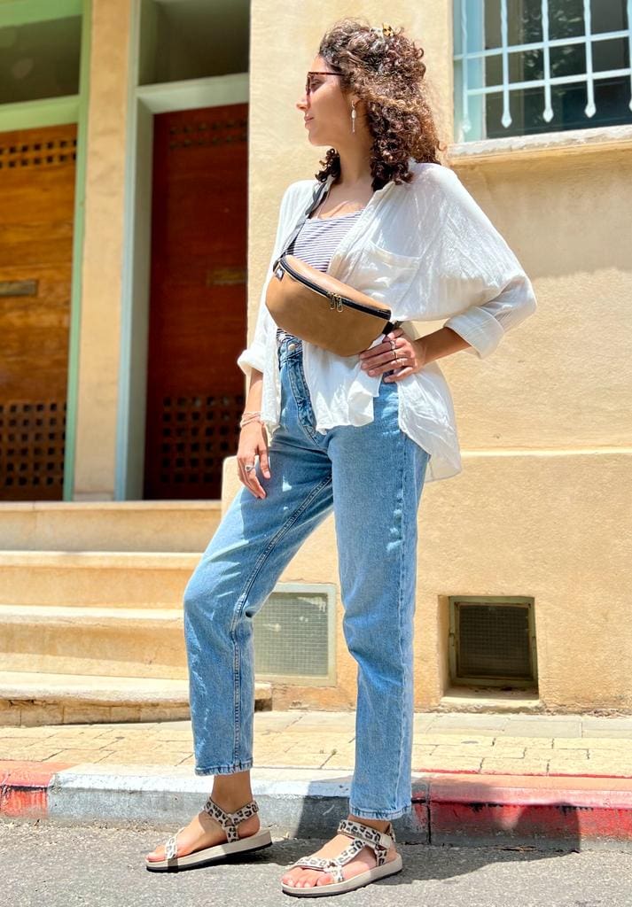 פאוץ' "הלגה" קאמל דמוי עור טקסטורה