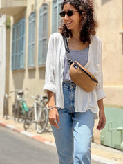 פאוץ' "הלגה" קאמל דמוי עור טקסטורה