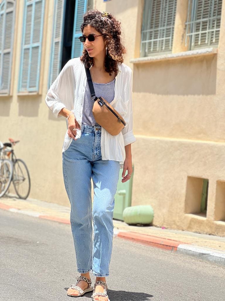 פאוץ' "הלגה" קאמל דמוי עור טקסטורה