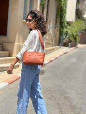 תיק צד/ קלאץ' רחל כתום חמרה