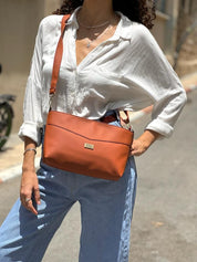 תיק צד/ קלאץ' רחל כתום חמרה