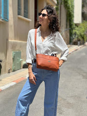 תיק צד/ קלאץ' רחל כתום חמרה