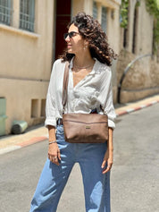 תיק צד/ קלאץ' רחל חום