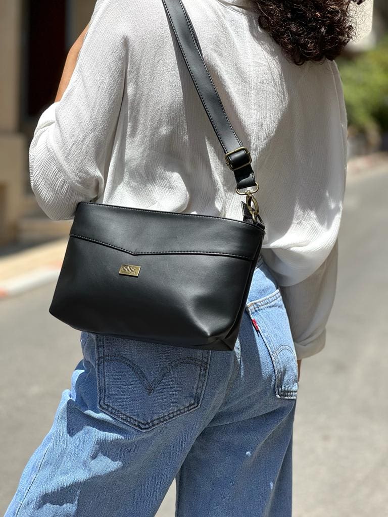 תיק צד/ קלאץ' רחל שחור