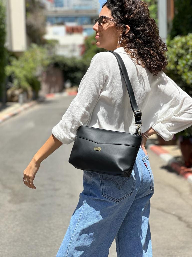 תיק צד/ קלאץ' רחל שחור