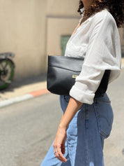 תיק צד/ קלאץ' רחל שחור