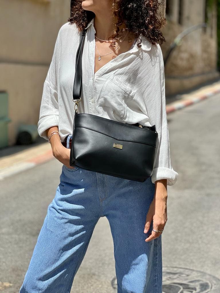 תיק צד/ קלאץ' רחל שחור