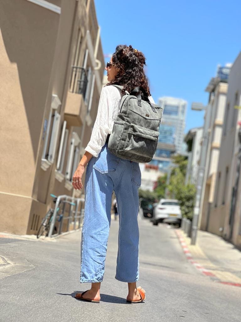 תיק NOAH ירוק אפור קורדרוי