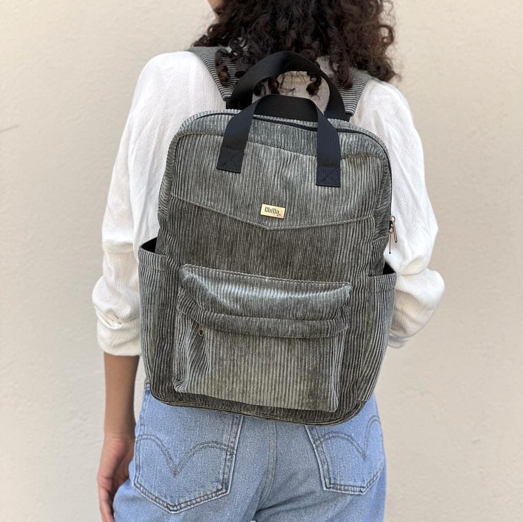 תיק NOAH ירוק אפור קורדרוי