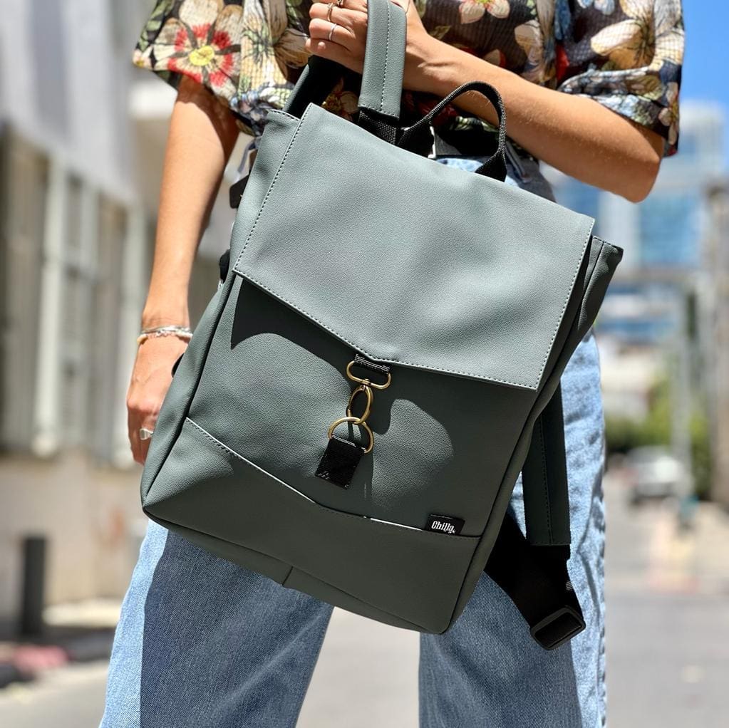 סטודנטס בינוני אפור-ירוק כהה דמוי עור