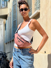 פאוץ' רוני גדול ורוד עתיק דמוי עור