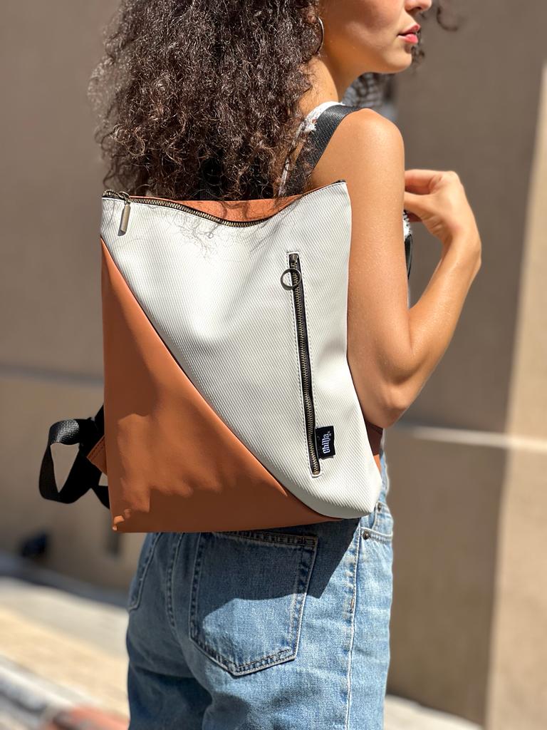 Cream and Burnt Orange Unicorn Backpack -