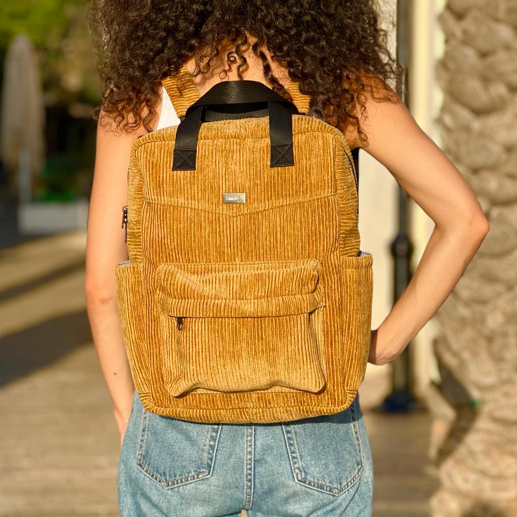NOAH Mustard Corduroy Backpack - Chilla Vegan Bags