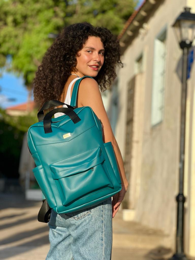 NOAH Turquoise Vegan Leather Backpack -