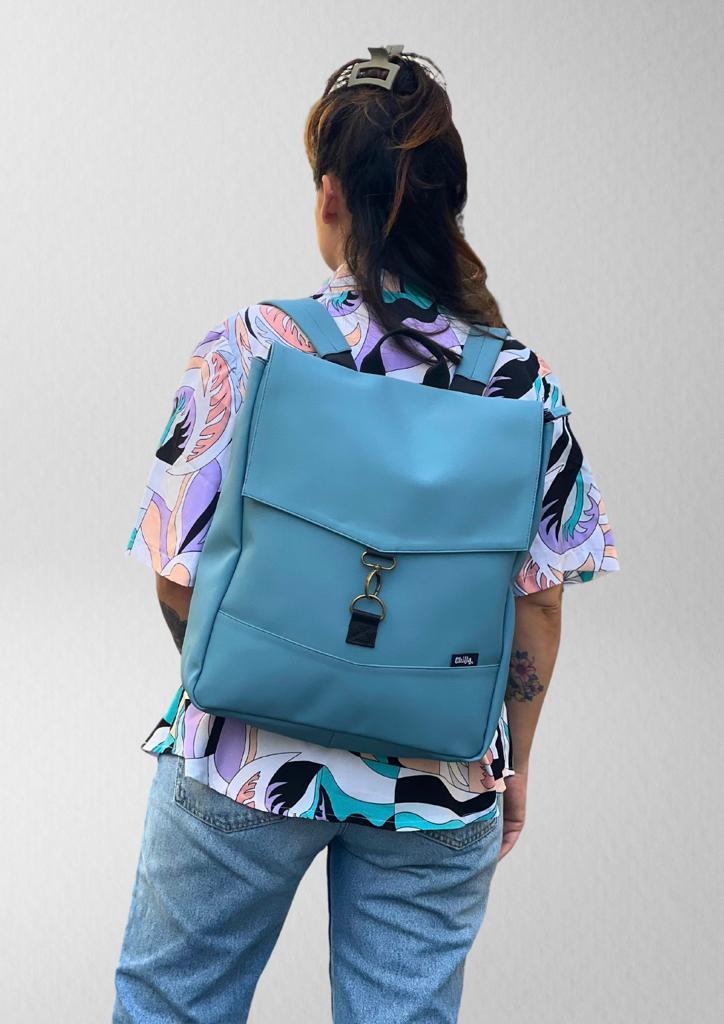 Pale Blue Nubuck Large Students Backpack -