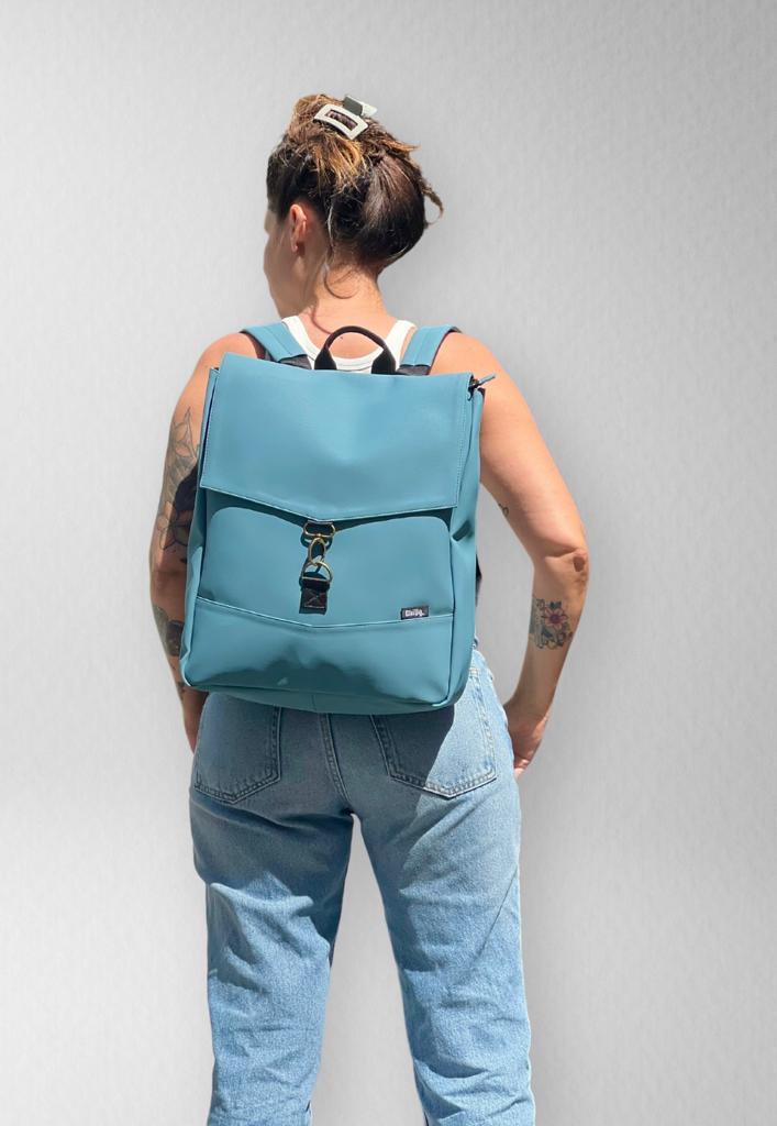 Pale Blue Nubuck Large Students Backpack -