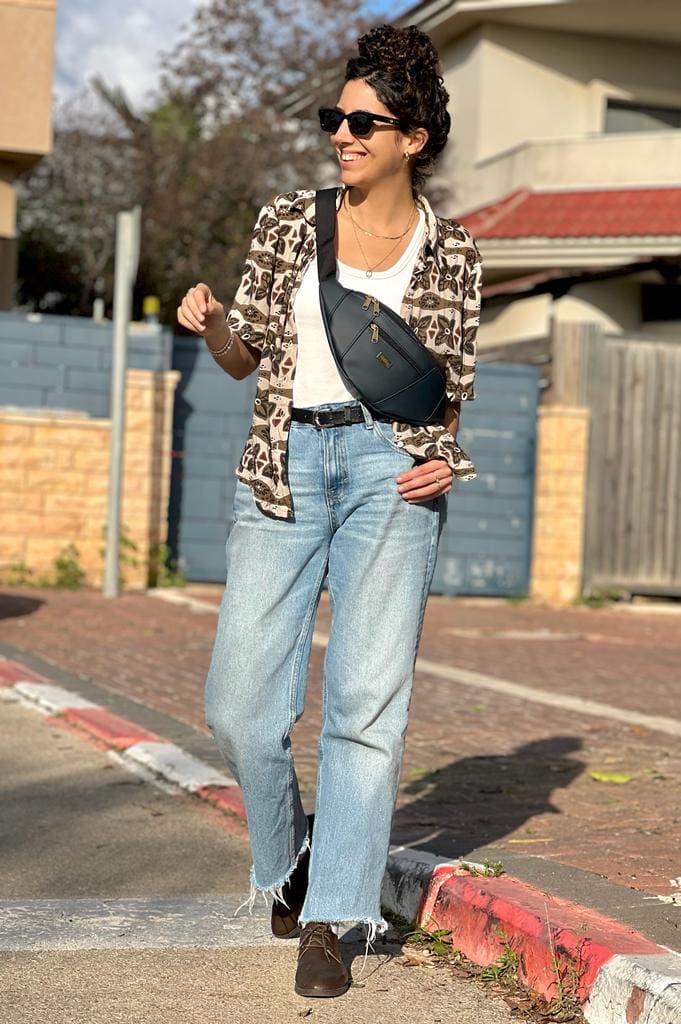 פאוץ' רוני גדול כחול כהה כהה דמוי עור