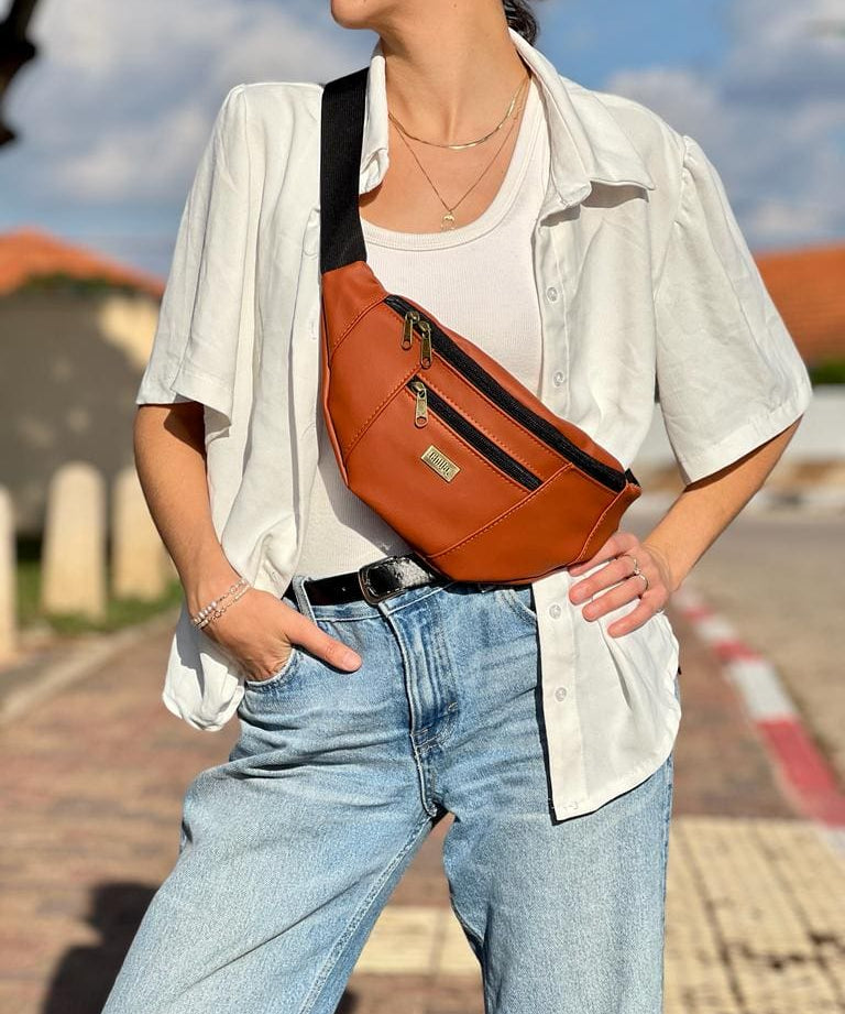 פאוץ' רוני גדול כתום חמרה דמוי עור