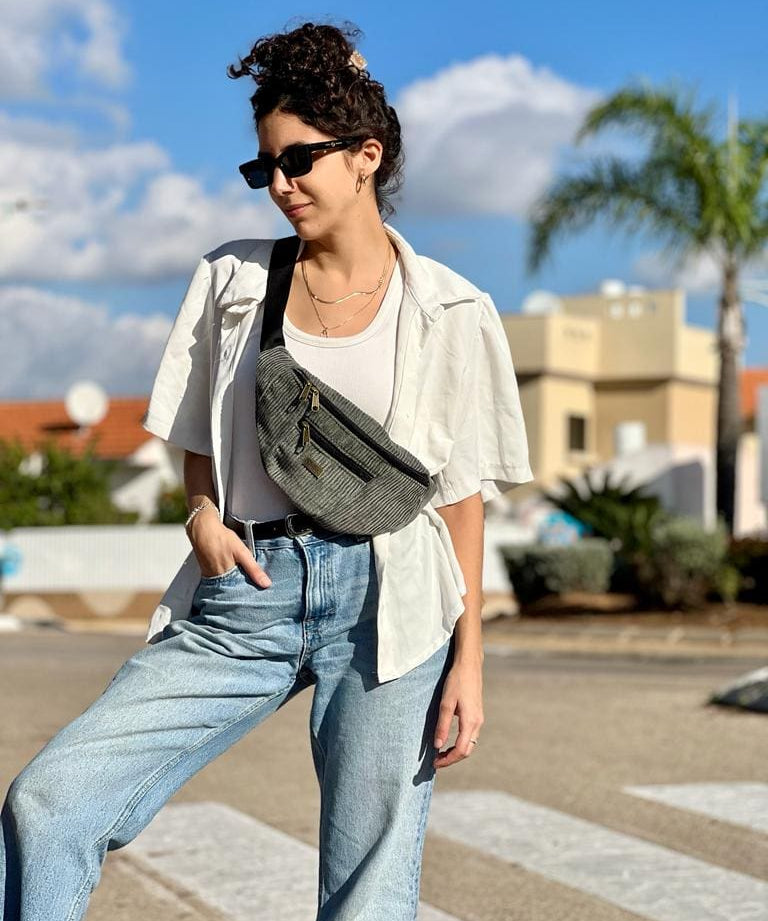 פאוץ' רוני גדול ירוק אפור קורדרוי