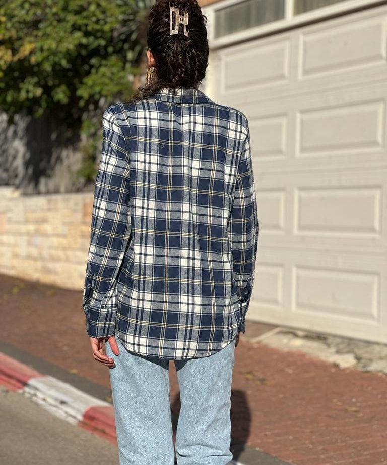 חולצה מכופתרת משבצות פלאנל