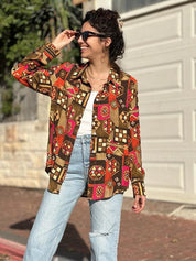 חולצה מכופתרת ויסקוזה רטרו