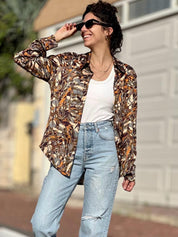 חולצה מכופתרת אבסטרקטית היסטרית ניחוח סאטני