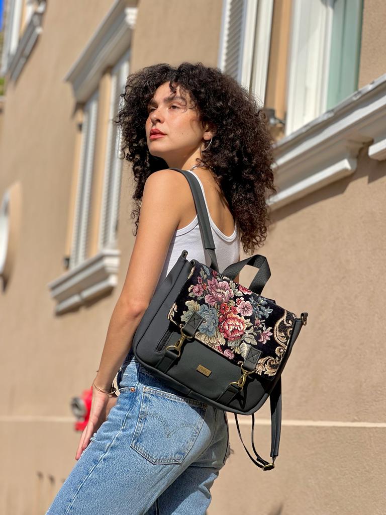 Vintage Floral 'Jaffa' Backpack/Side Bag