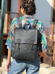 תיק גב Unicorn שחור דמוי עור