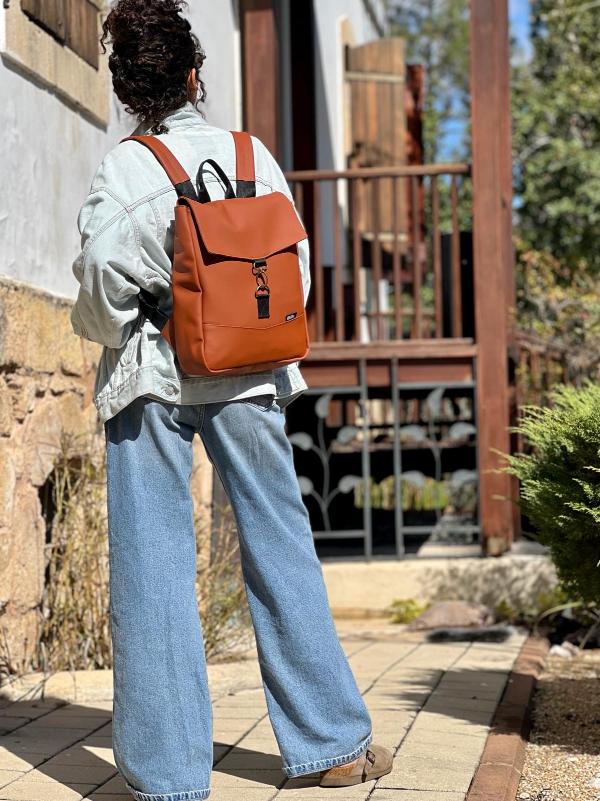 Orange Loam Mini Students Backpack - Chilla Vegan Bags