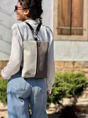 תיק נעם שמנת טקסטורה עם חום נובוק