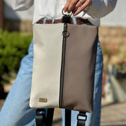 תיק נעם שמנת טקסטורה עם חום נובוק