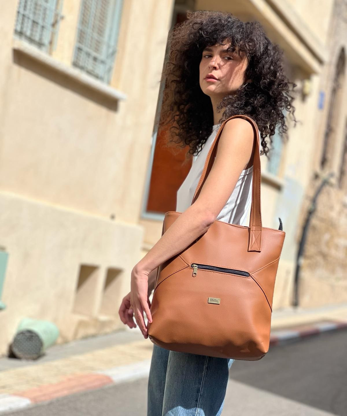 תיק צד Tommy קאמל טקסטורה