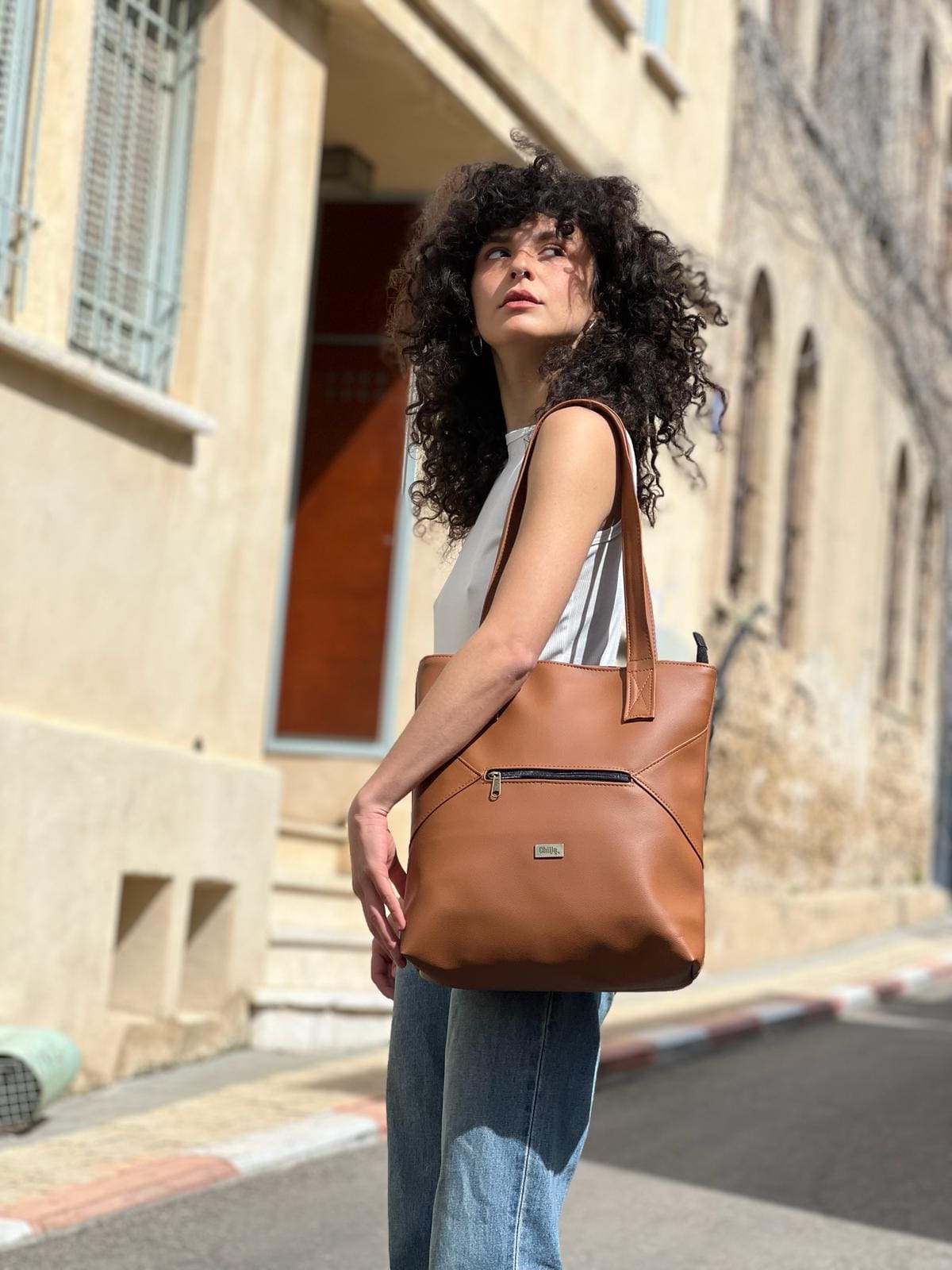 תיק צד Tommy קאמל טקסטורה