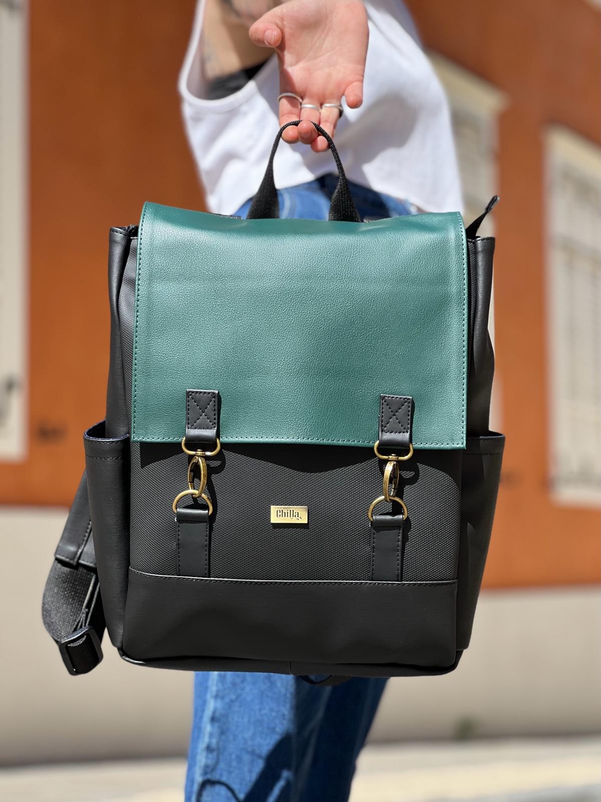 Faux Leather Green-Black Unicorn Backpack