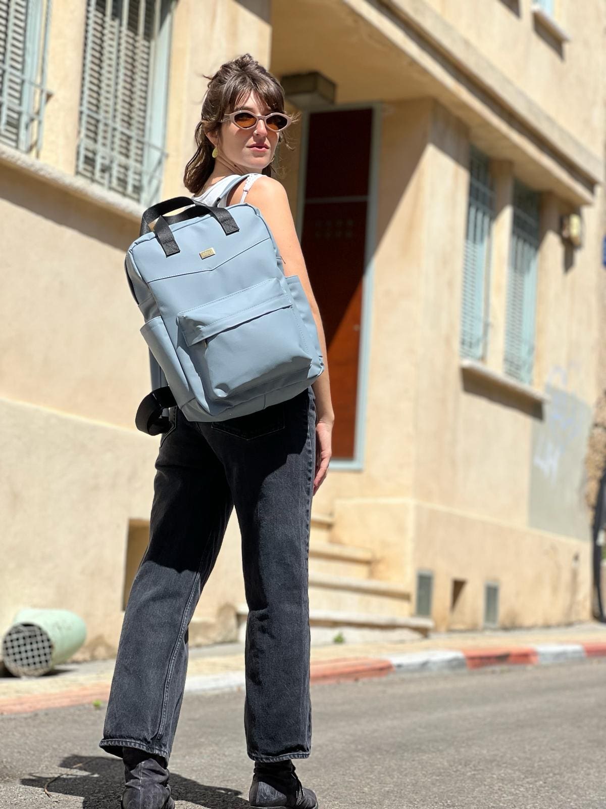 תיק NOAH תכלת-אפרפר טקסטורה