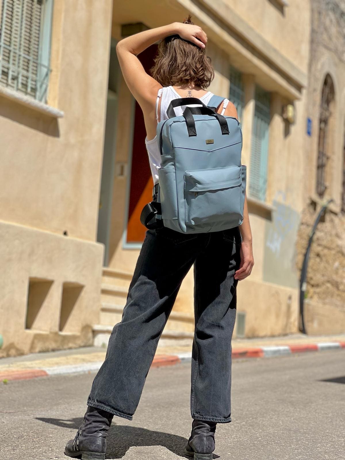 תיק NOAH תכלת-אפרפר טקסטורה