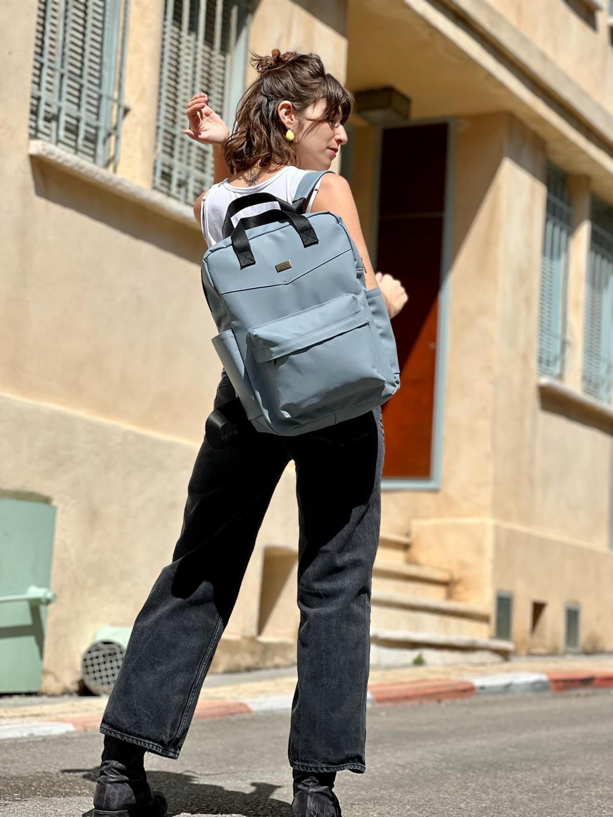 תיק NOAH תכלת-אפרפר טקסטורה