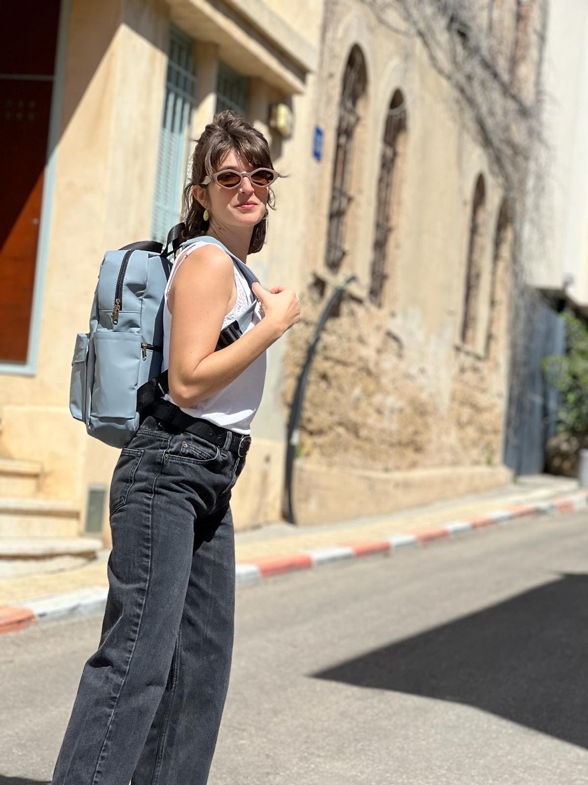 תיק NOAH תכלת-אפרפר טקסטורה