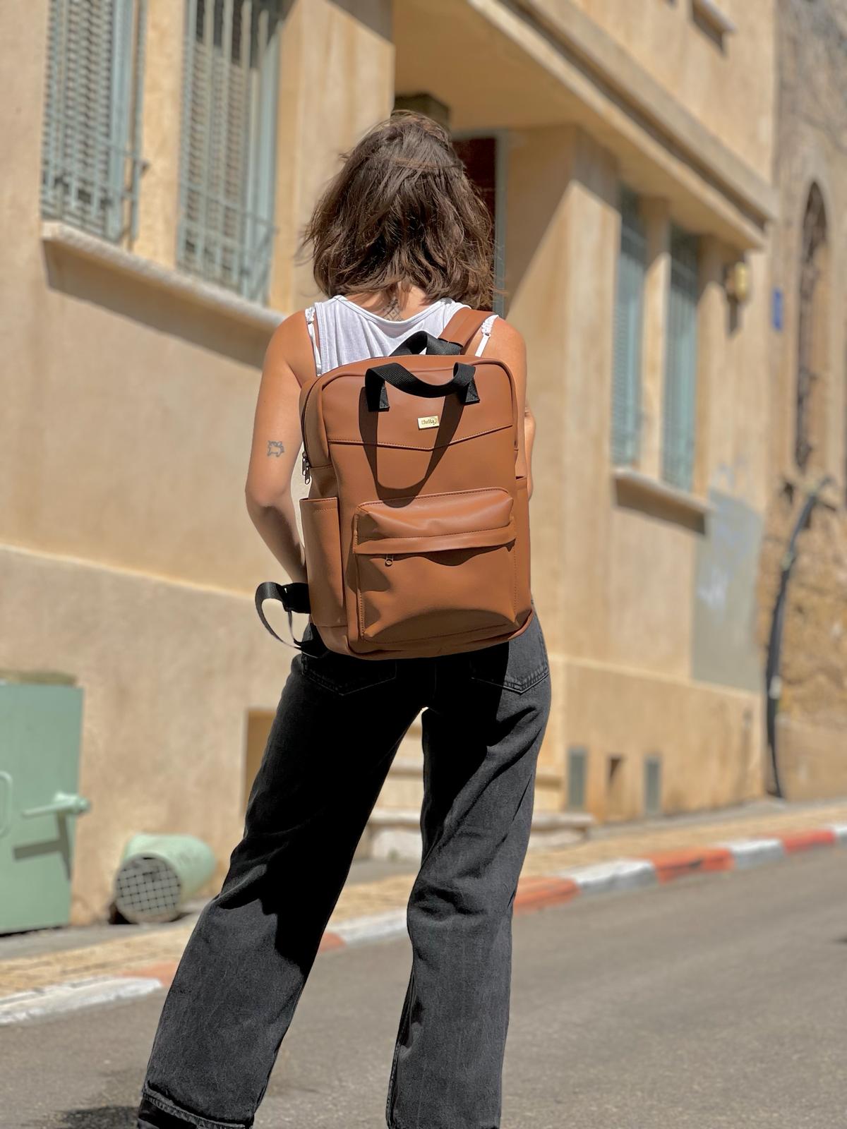 Camel Textured NOAH Backpack - Chilla Vegan Bags