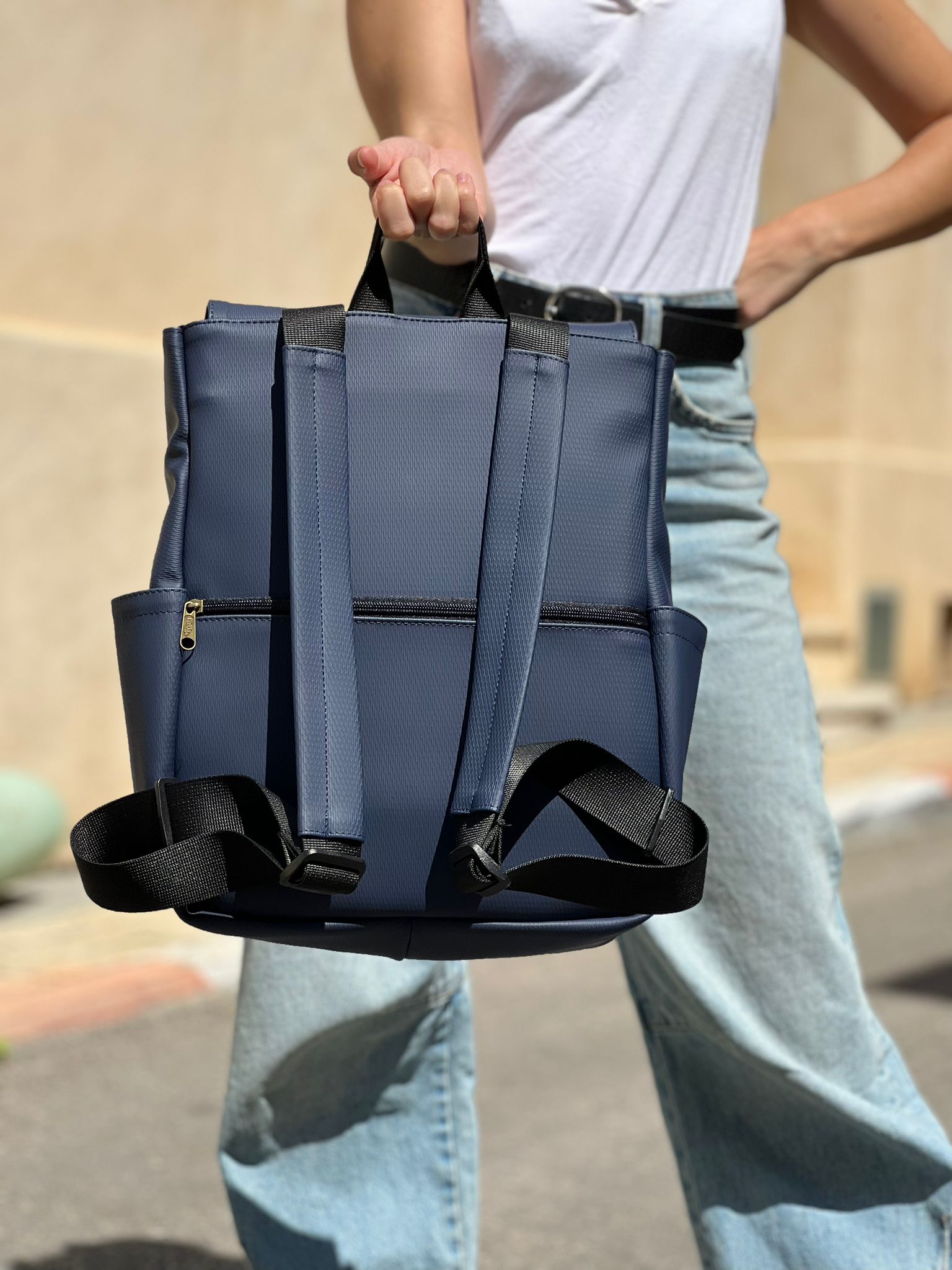 Textured Navy Blue Unicorn Backpack