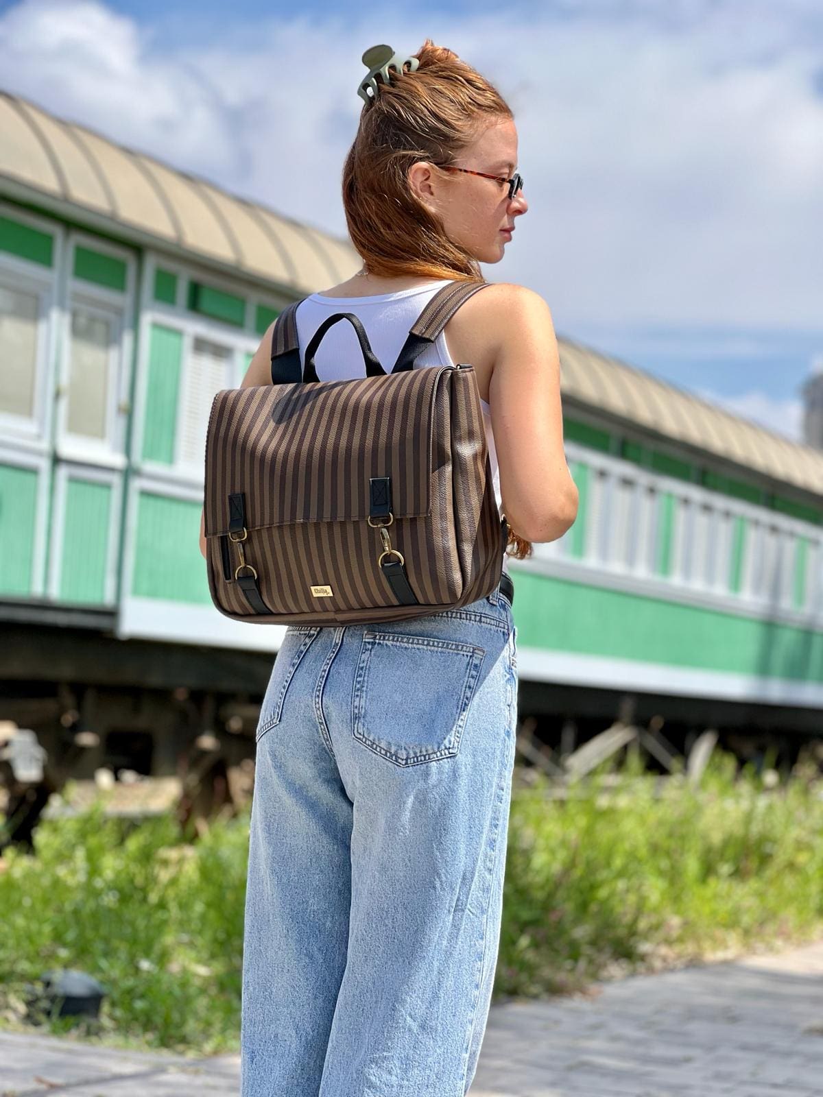 תיק גב/צד Jaffa גדול פסים