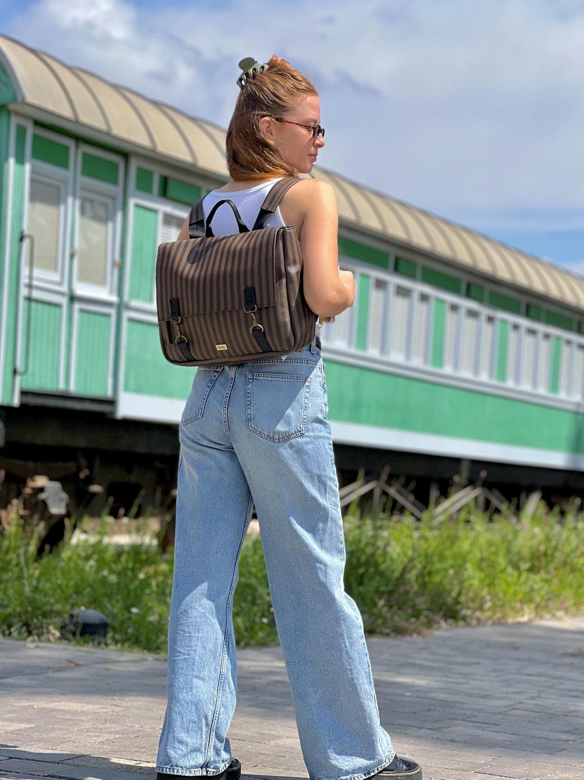 תיק גב/צד Jaffa גדול פסים