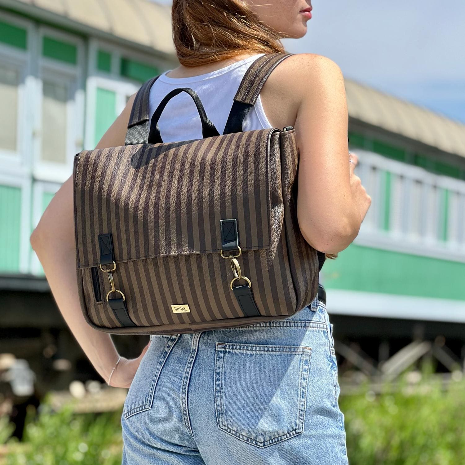 תיק גב/צד Jaffa גדול פסים