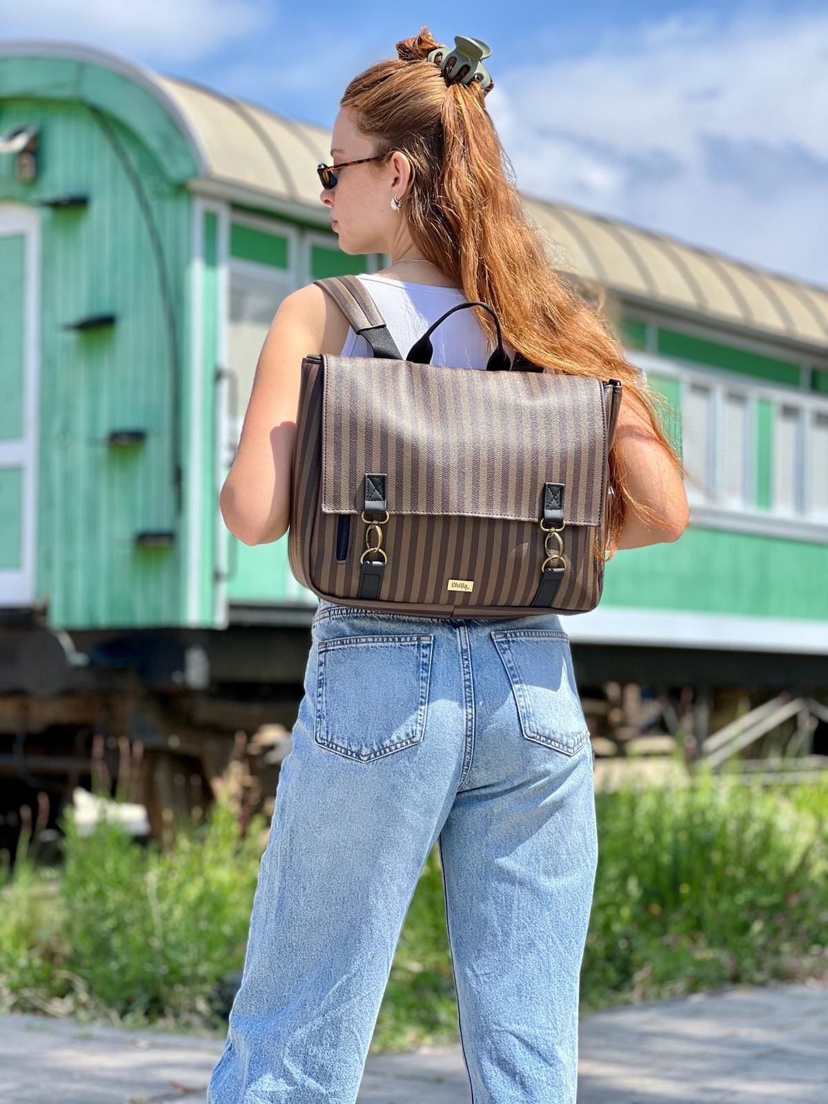 תיק גב/צד Jaffa גדול פסים